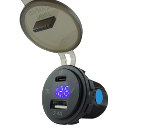 Zasilacz samochodowy do gniazd USB A i USB C / z woltomierzem