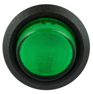 Włącznik uniwersalny OFF-ON okrągły 12V 20A 3-pin / SCI podświetlany zielony