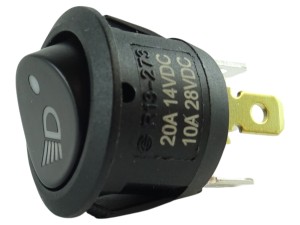 Włącznik kołyskowy ON-OFF 20A 14V DC z podświetleniem LED - ozn. świateł przód