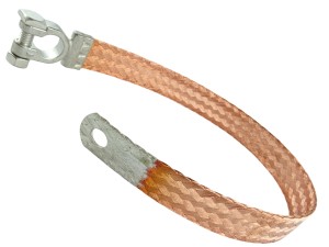 Przewód masowy 400mm 21,2mm² M10 z klemą minusową / taśma do akumulatora, plecionka