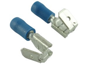 Złączka izolowana podwójna gięta 6,3 mm 1,5–2,5 mm² niebieska