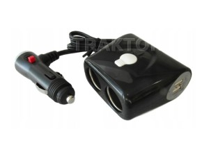 Rozdzielacz Gniazda Zapalniczki 2x12/24V + 2xUSB z Blokadą Wtyku
