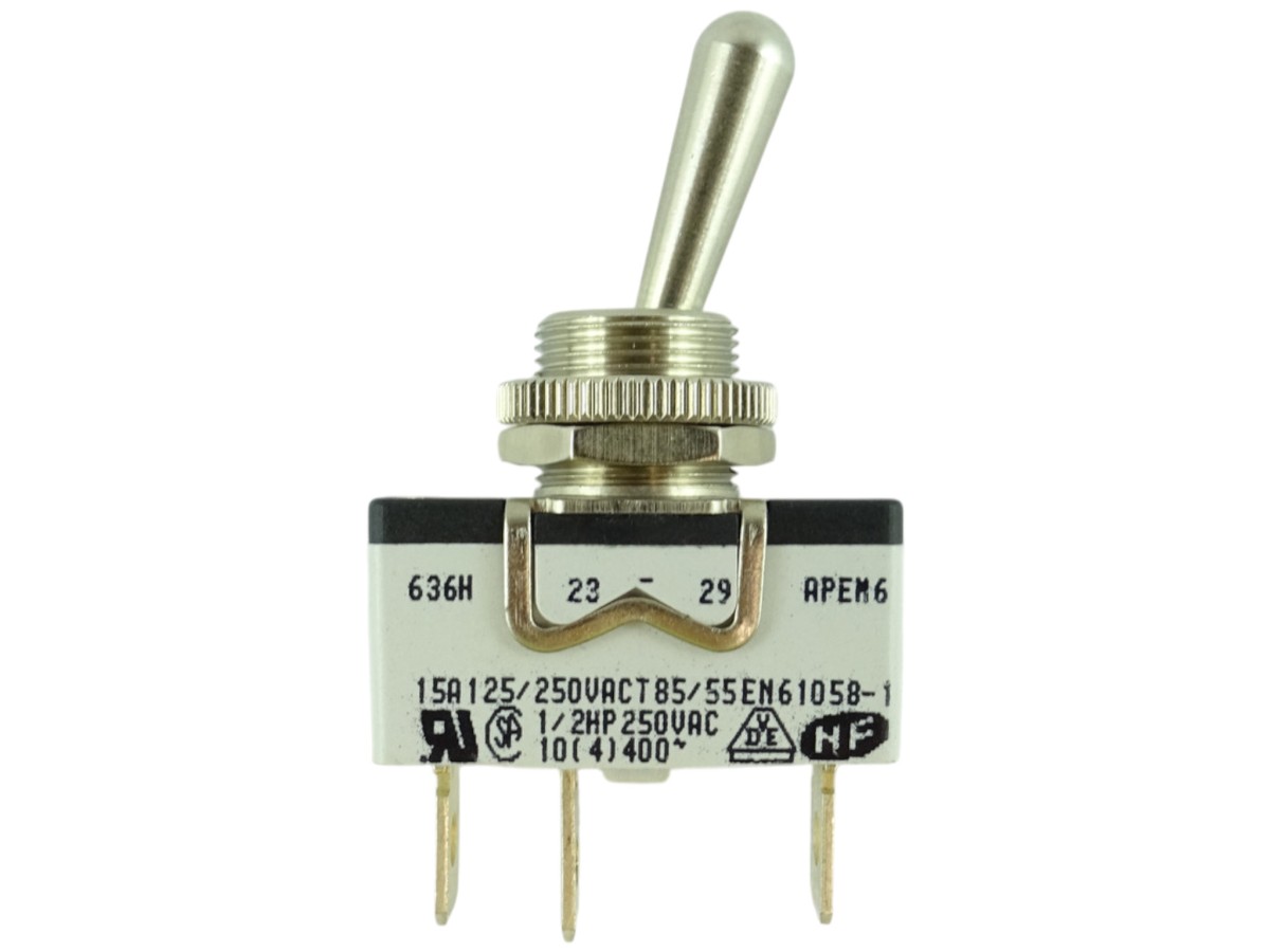 Przełącznik dźwigniowy APEM 636H/2 ON-ON SPDT 15A 250V.