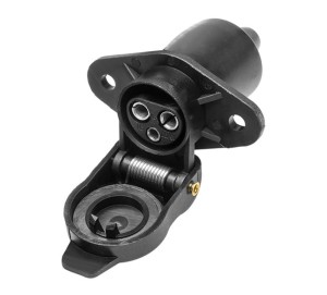 Gniazdo zasilające 3-pin DIN 9680 6–24 V z klapką / Herth+Buss