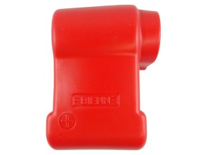 Czerwona osłona klemy plusowej / lewa / PVC / przewód 50–120 mm²