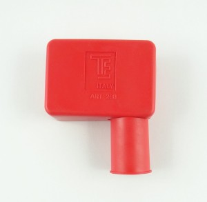 Osłona gumowa klemy dodatniej, kąt 90 st czerwona, lewa