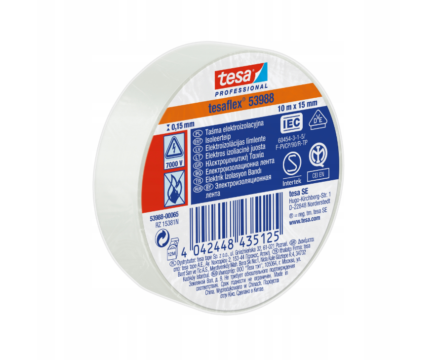 Taśma izolacyjna TESA 53988 biała 15mm 10m.png