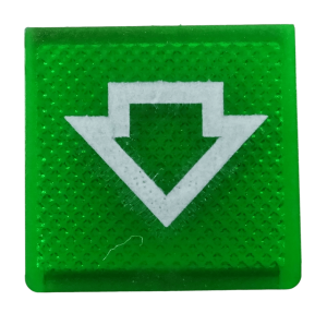Opuszczanie, strzałka w dół - płytka podświetlana, zielona